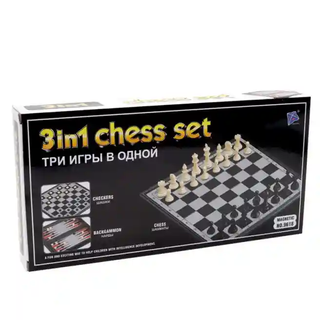 Joc de masa 3in1 (sah/dame/table), cod 114666