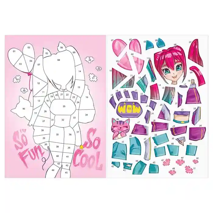 Aplicație cu autocolante „Anime”, A4, 1 bază, autocolante volumetrice, plic de carton