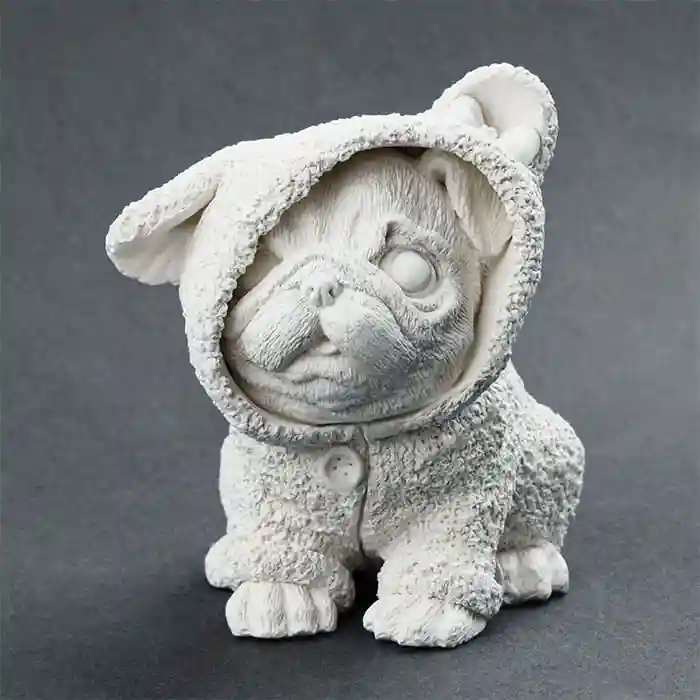 Set pentru pictura în ghips "Pug în costum", cu culori și pensulă, cutie de carton
