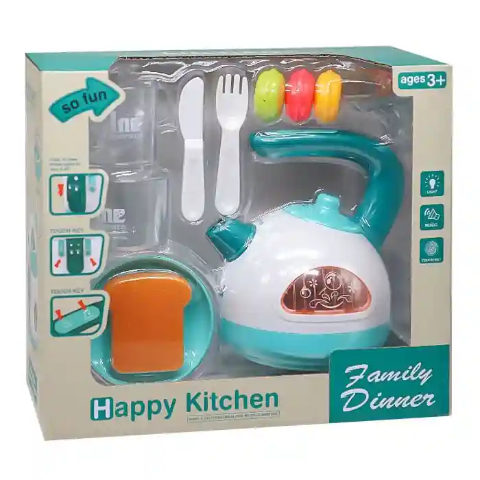 Игровой набор посуды чайник с паром, звуком, светом, код 852045