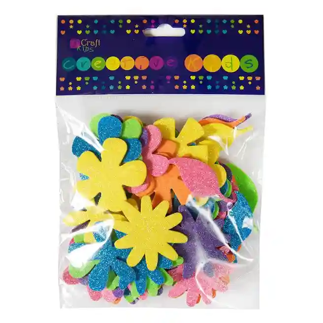 Stickere din spumă EVA sclipitoare "Flori", 72 bucăți, art. KSPI-024