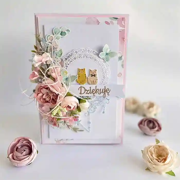 Decor figurativ pentru creație, hârtie, Boho Flowers & Butterflies, 50 buc.