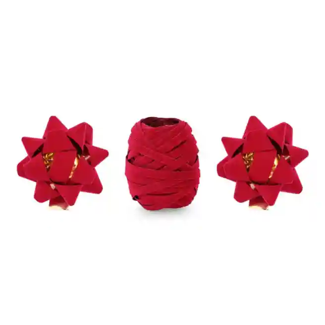 Set pentru decorare cadou, panglica, fundite, catifea rosu