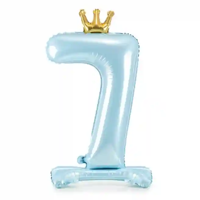 Balon Folie cu Stativ cifra „7”, 84 cm, albastru deschis