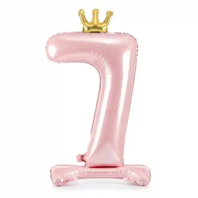 Balon Folie cu Stativ cifra „7”, 84 cm, roz deschis