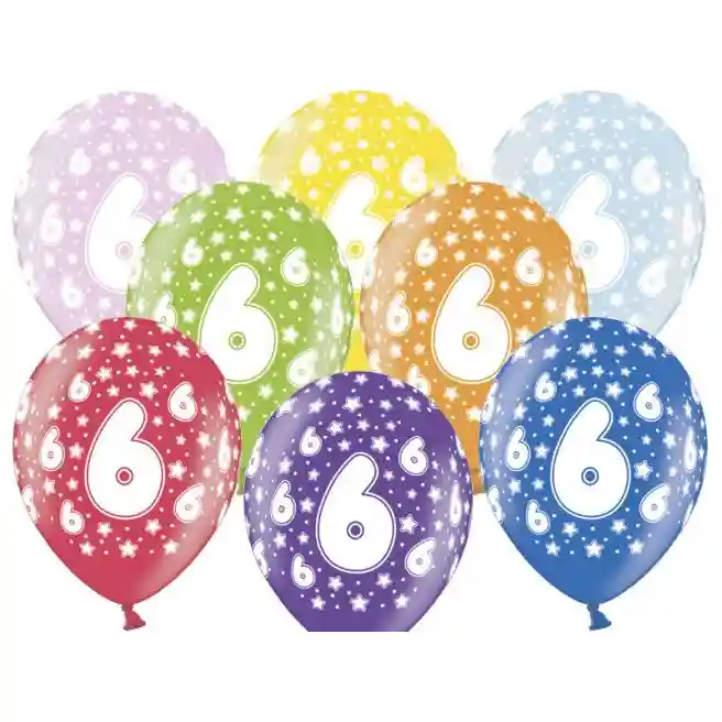 Balon 6th Birthday, metalic mix