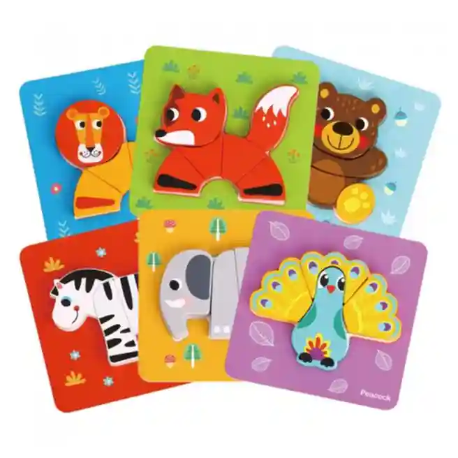 Set de puzzle din lemn 6 în 1, cod 57376