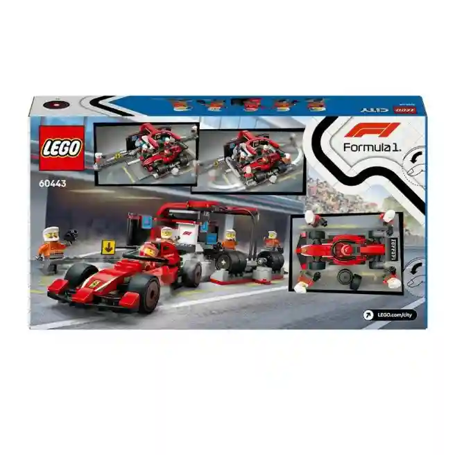 Constructor LEGO City F1 Pit Stop și echipa Pit Stop cu mașina Ferrari, art. 60443