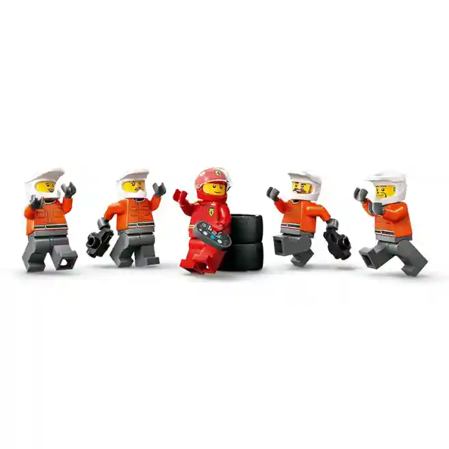 Constructor LEGO City F1 Pit Stop și echipa Pit Stop cu mașina Ferrari, art. 60443