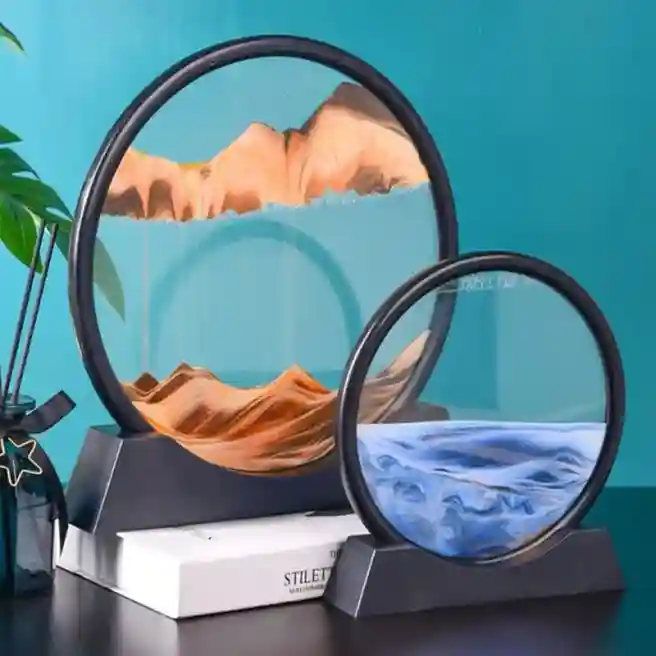 Cadru 3d cu nisip în mișcare, 15x16x3,5 cm - culoare roz