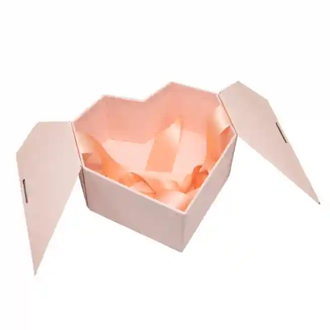 Cutie cadou "Inima", cu panglica satinata, 21*21*10 cm, roz