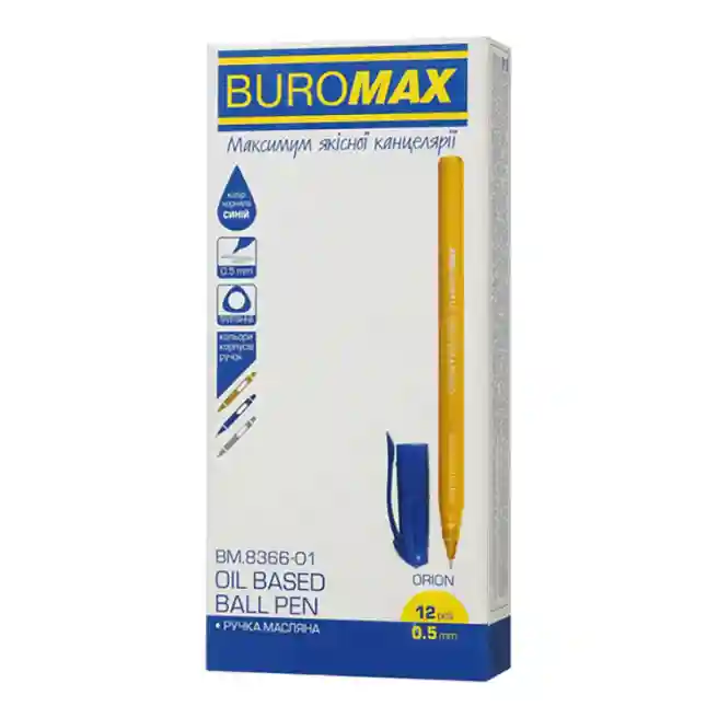 Pix Buromax Orion pe baza de ulei, 0,5 mm,  albastru, în asortiment
