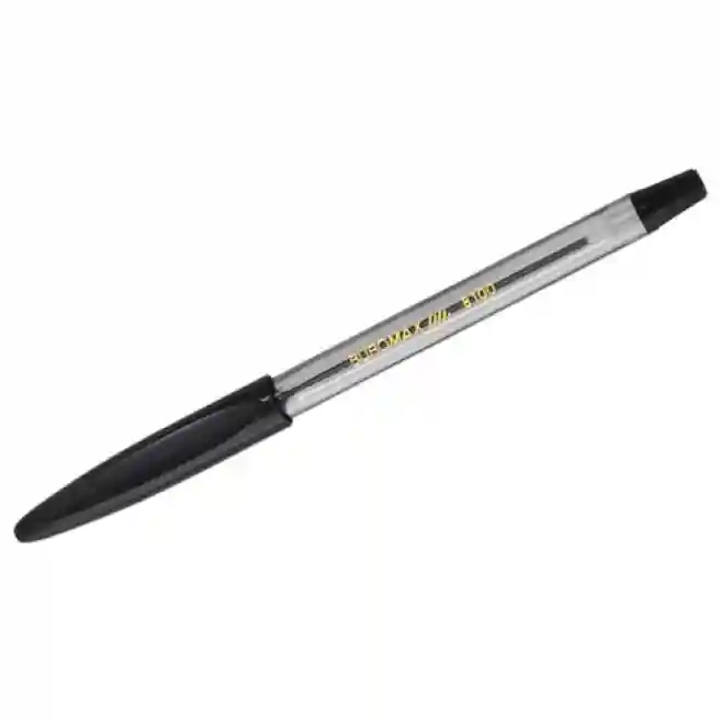Ручка шариковая BUROMAX 8100-02 черная (с резиновым грипом)