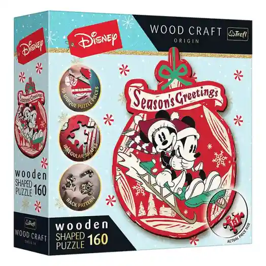 TF Пазлы - "160 Wooden Shaped Puzzles" - Mickey and Minnis Christmas Adventure / Disney, код 60030