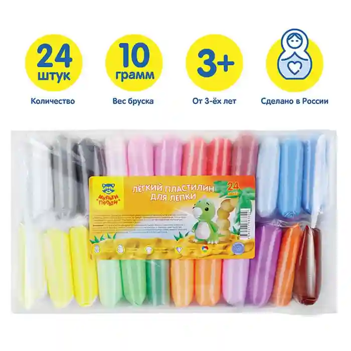 Air plastilină Mulți-Pulti, 24 culori, 240 g