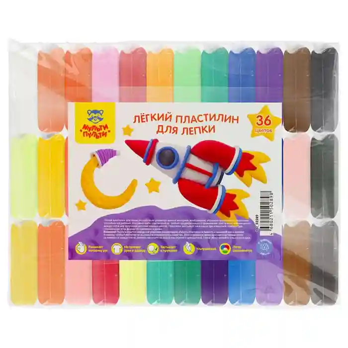 Air plastilină Mulți-Pulti, 36 culori, 360 g