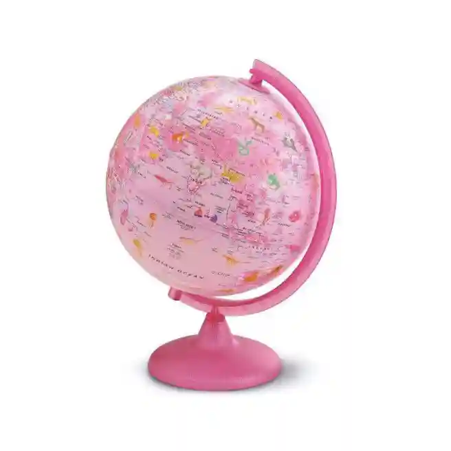 Glob cu harta ilustrată a lumii, d=25cm, cu iluminare PINK ZOO EN