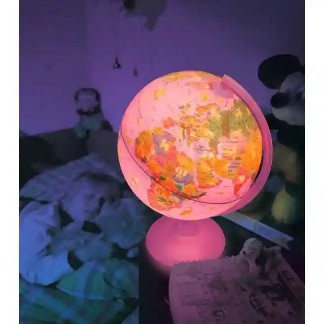 Glob cu harta ilustrată a lumii, d=25cm, cu iluminare PINK ZOO EN