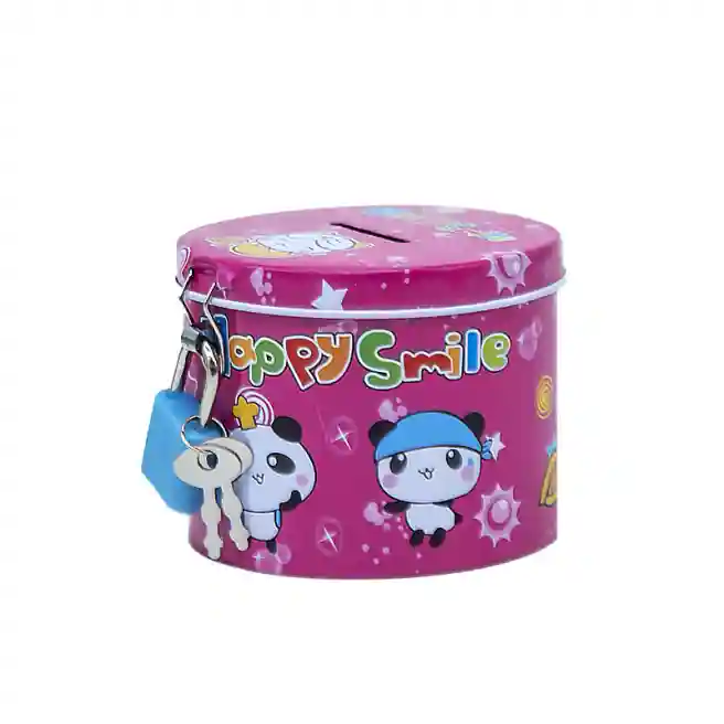 Pușculiță de metal rotundă „Happy Smile”, roza, cod 622098