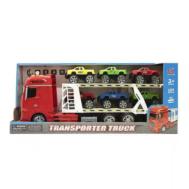Грузовик-перевозчик пикапов "Transporter Truck", со светом, 1:24, красный, код 652120