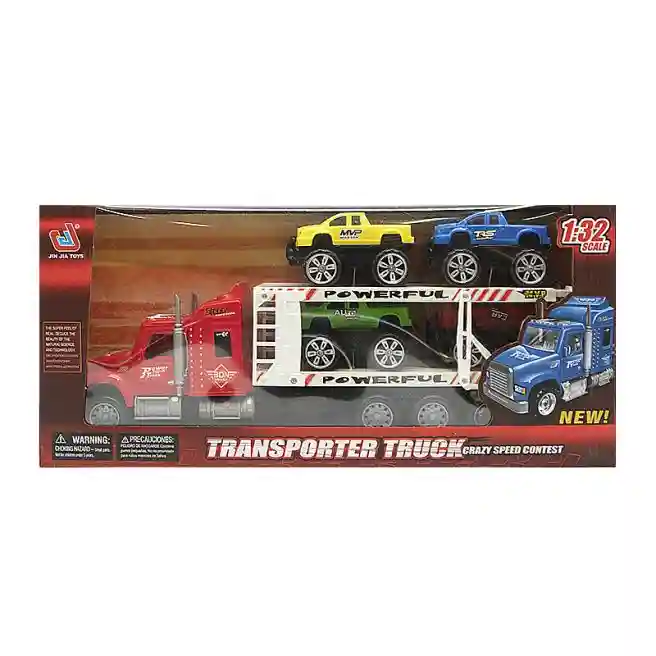 Camion-transportator de pick-ups "Powerfull", 1:32, rosu, cod 652012