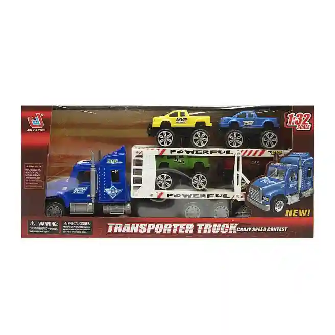 Camion-transportator de pick-ups "Powerfull", 1:32, albastru, cod 652140