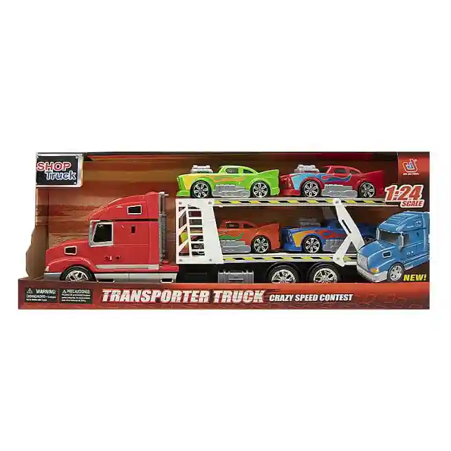 Игровой набор "Transporter Truck" с гоночн. машинками  1:24, красный, код 652019