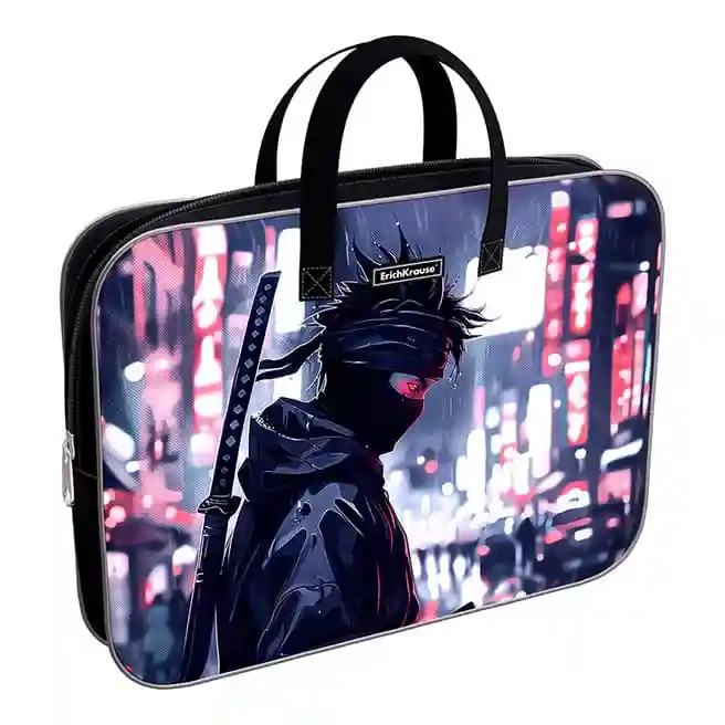 Servieta port-desen cu fermoar, textil, ErichKrause Samurai, A4+