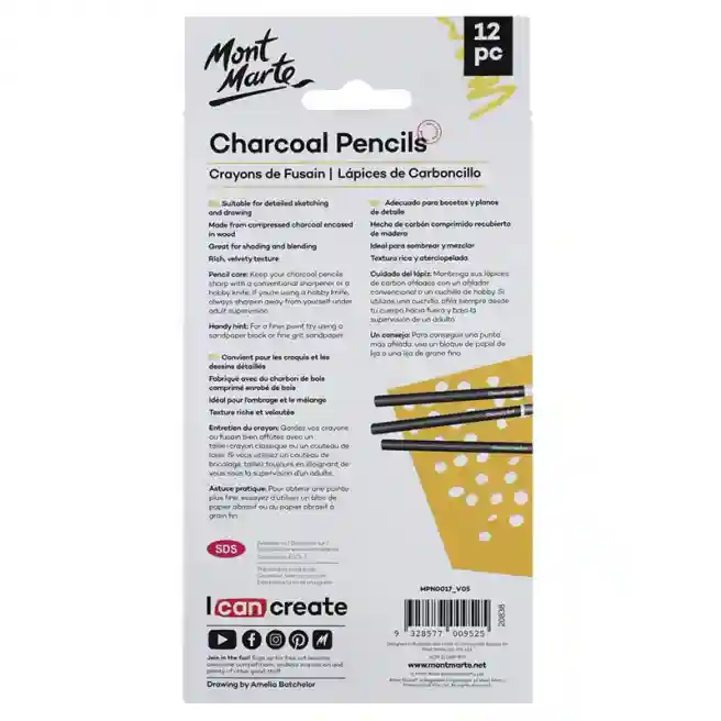 Набор угольных карандашей М.М Charcoal Pencils 12 штук