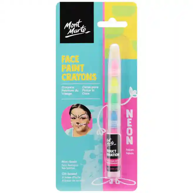 Set creioane pentru pictură pe față, vârfuri interschimbabile, culori neon, 6 bucăți