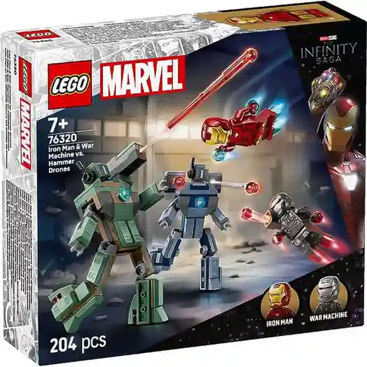 Constructor LEGO Marvel Iron Man și Mașină de Război vs. Drone Ciocan, art. 76320