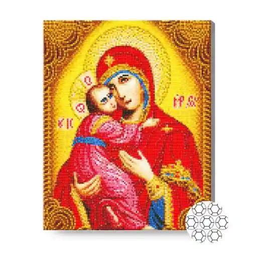 Богородица с младенцем, 40х50 см, алмазная мозаика