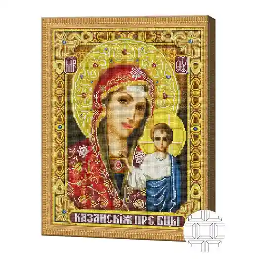 Казанская икона Божией Матери 40x50 см, алмазная мозаика квадратная