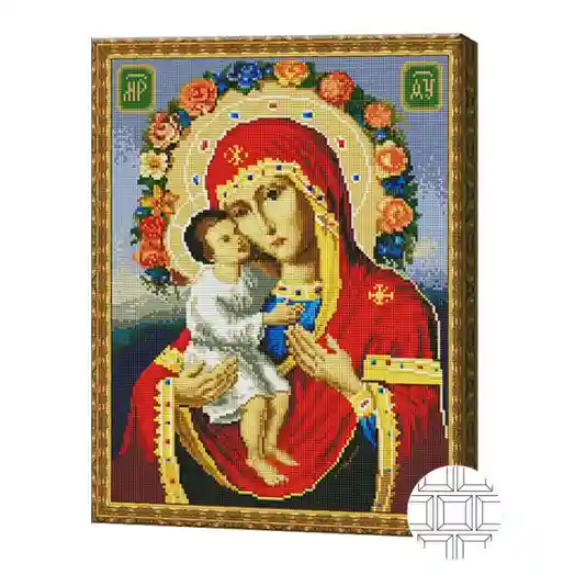 Mozaic cu diamante pătrate 40x50 cm. Icoana Măicii Domnului