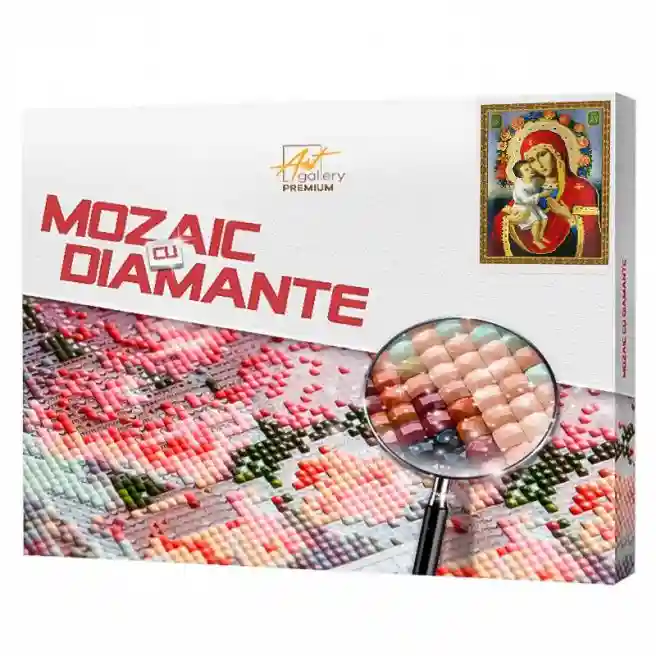Mozaic cu diamante pătrate 40x50 cm. Icoana Măicii Domnului