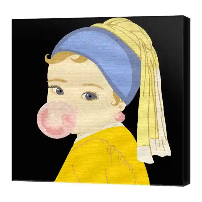 Pictura pe numere 20x20cm Fetita cu cercel de perla si guma