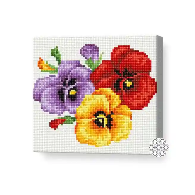 Анютины глазки, 20x20 см, алмазная мозаика