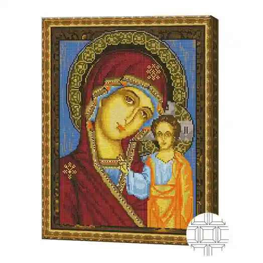 Mozaic cu diamante pătrate 40x50 cm. Icoana Măicii Domnului din Kazan