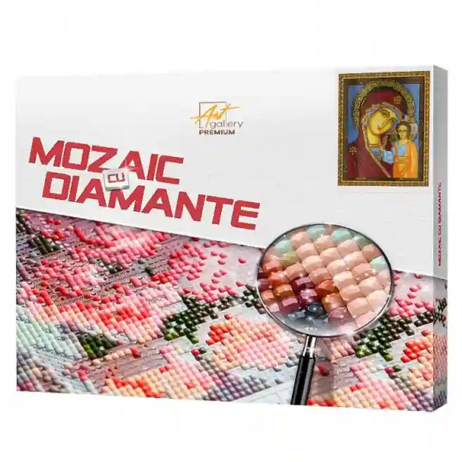 Mozaic cu diamante pătrate 40x50 cm. Icoana Măicii Domnului din Kazan