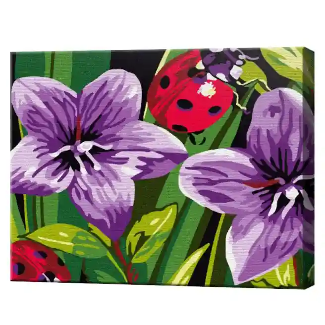 Божьи коровки на цветах, 20x30 см, картина по номерам