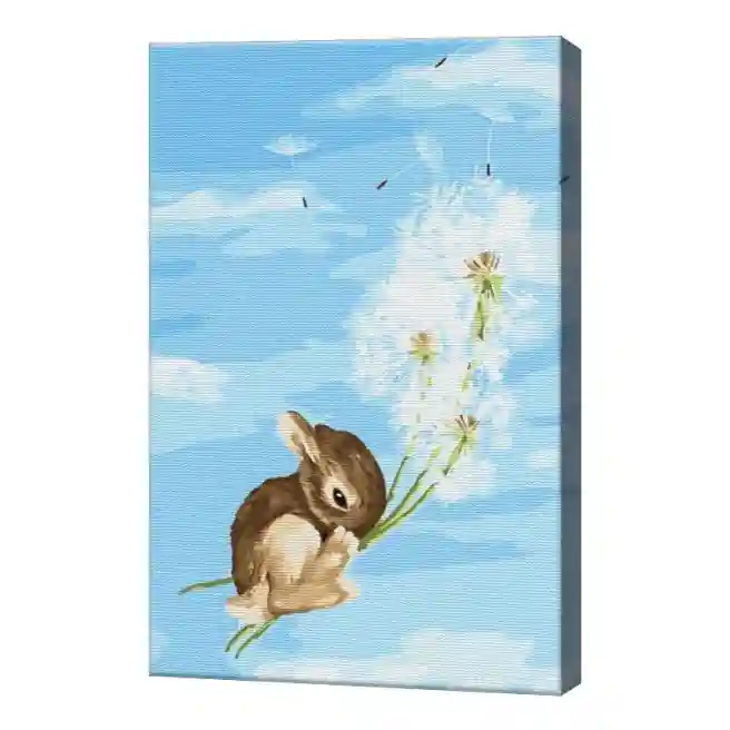 Iepuraș cu păpădie, 20х30 cm, pictură pe numere