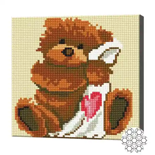 Бурый медвежонок, 20x20 см, алмазная мозаика