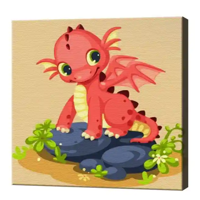 Dino pe piatră, 20х20 cm, pictură pe numere