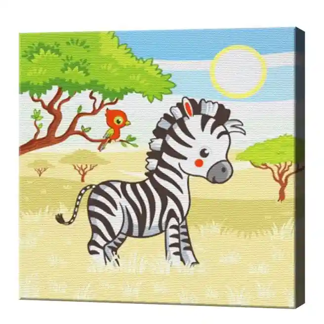 Zebra în savană, 20х20 cm, pictură pe numere