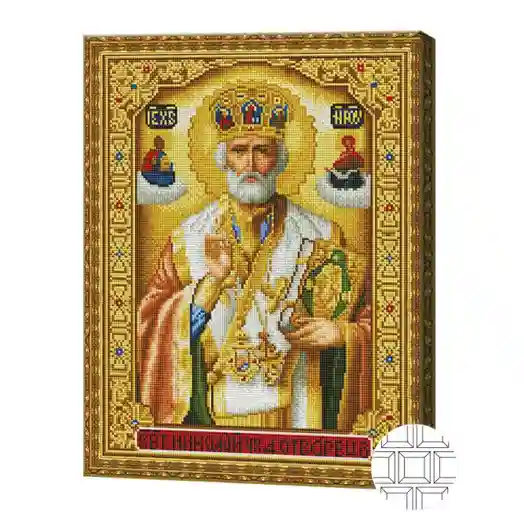 Icoana Sf. Nicolae Făcător de Minuni, 40x50 cm, mozaic cu diamante