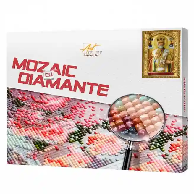 Icoana Sf. Nicolae Făcător de Minuni, 40x50 cm, mozaic cu diamante