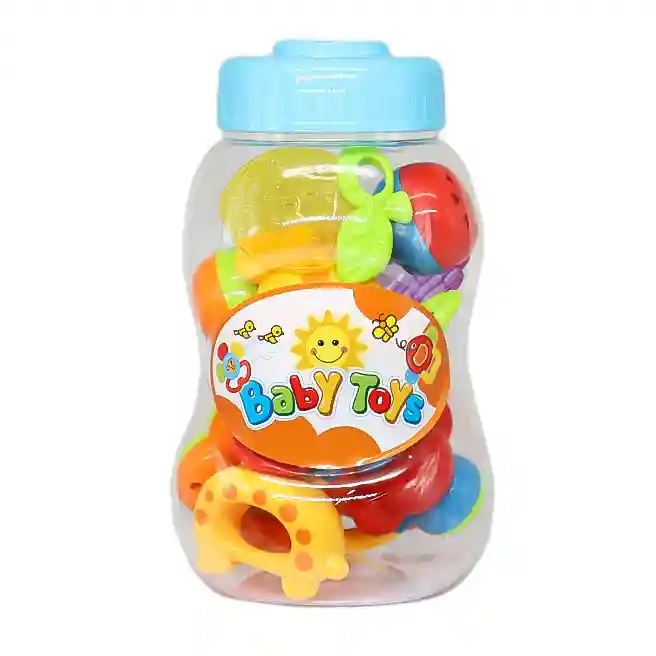 Set de zornăitoare și dentiție în sticlă albastră 5 buc, cod 1110D