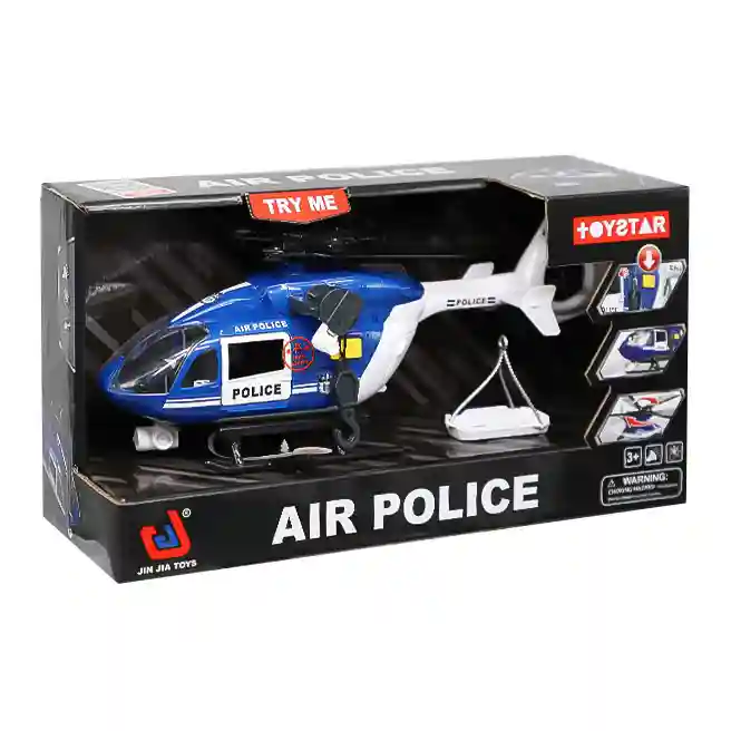Elicopter de poliție inerțial albastru cu alb, cod 860206