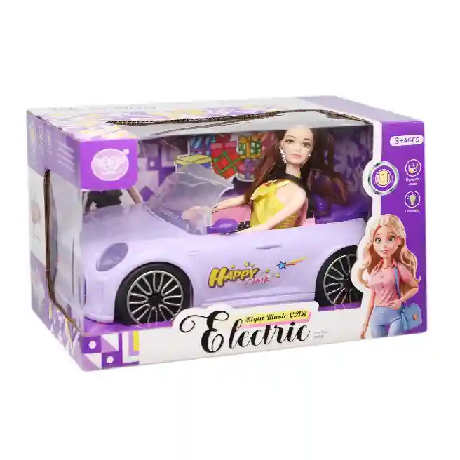 Păpușă cu mașină electrică violet, cod 860225