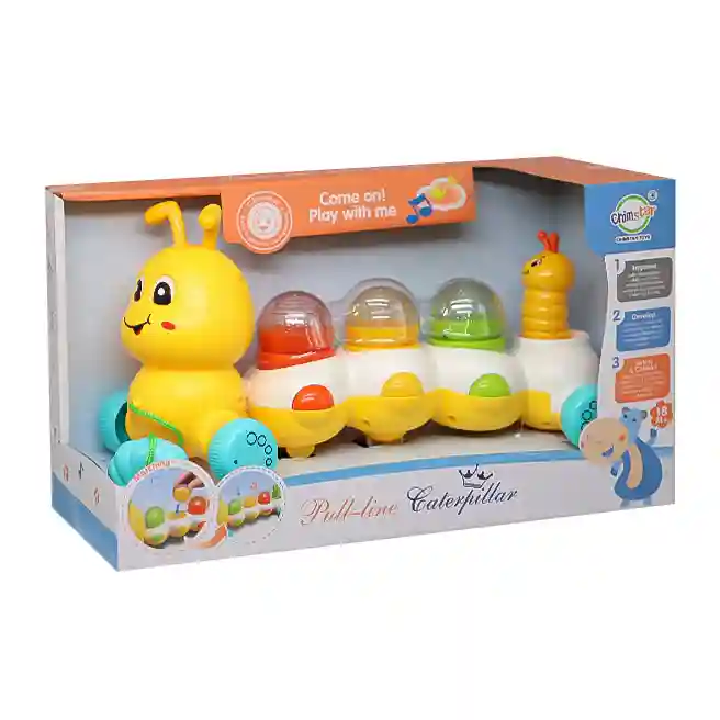 Игрушка каталка "Гусеница" со светом и звуком, код 1068D